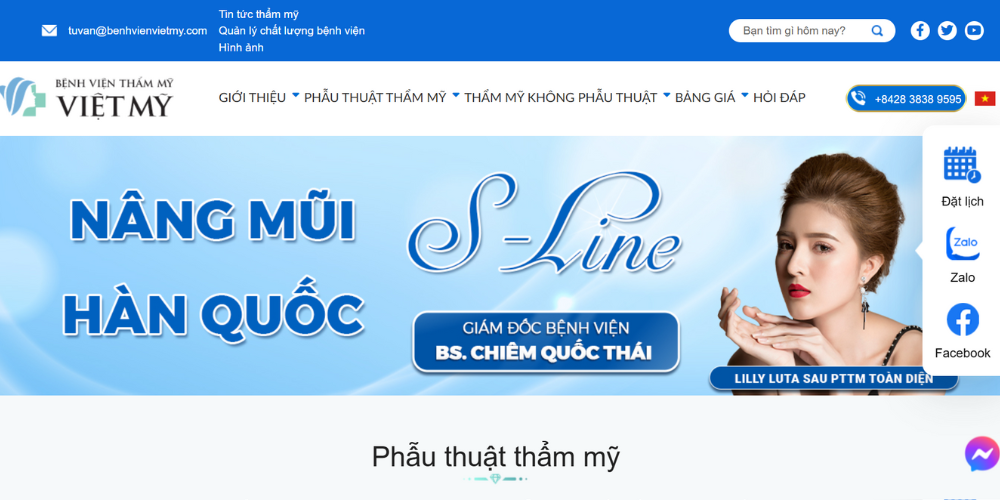 Mẫu thiết kế website thẩm mỹ - Việt Mỹ